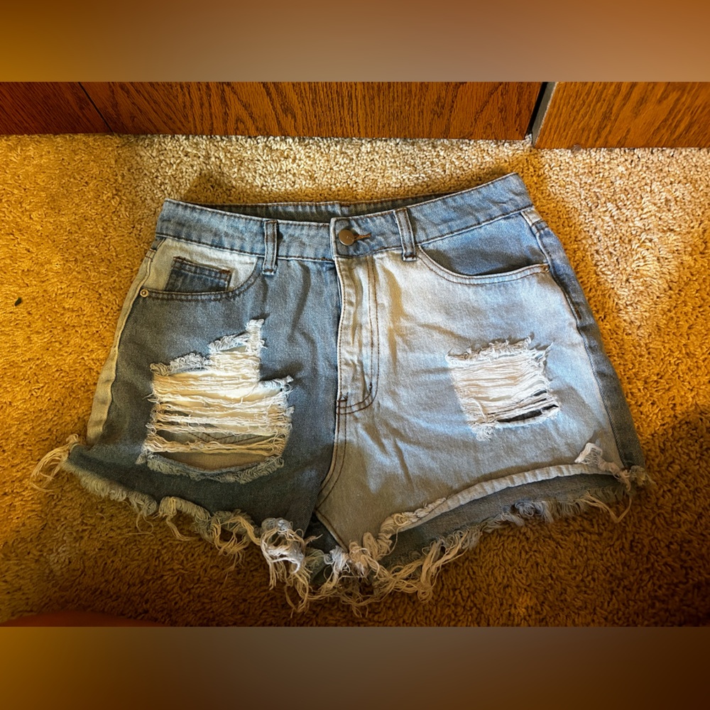 Two colored jean shorts from shein size small.
